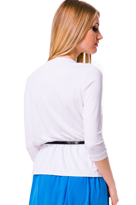 Фото товара 6067, белая летняя блузка с длинными рукавами