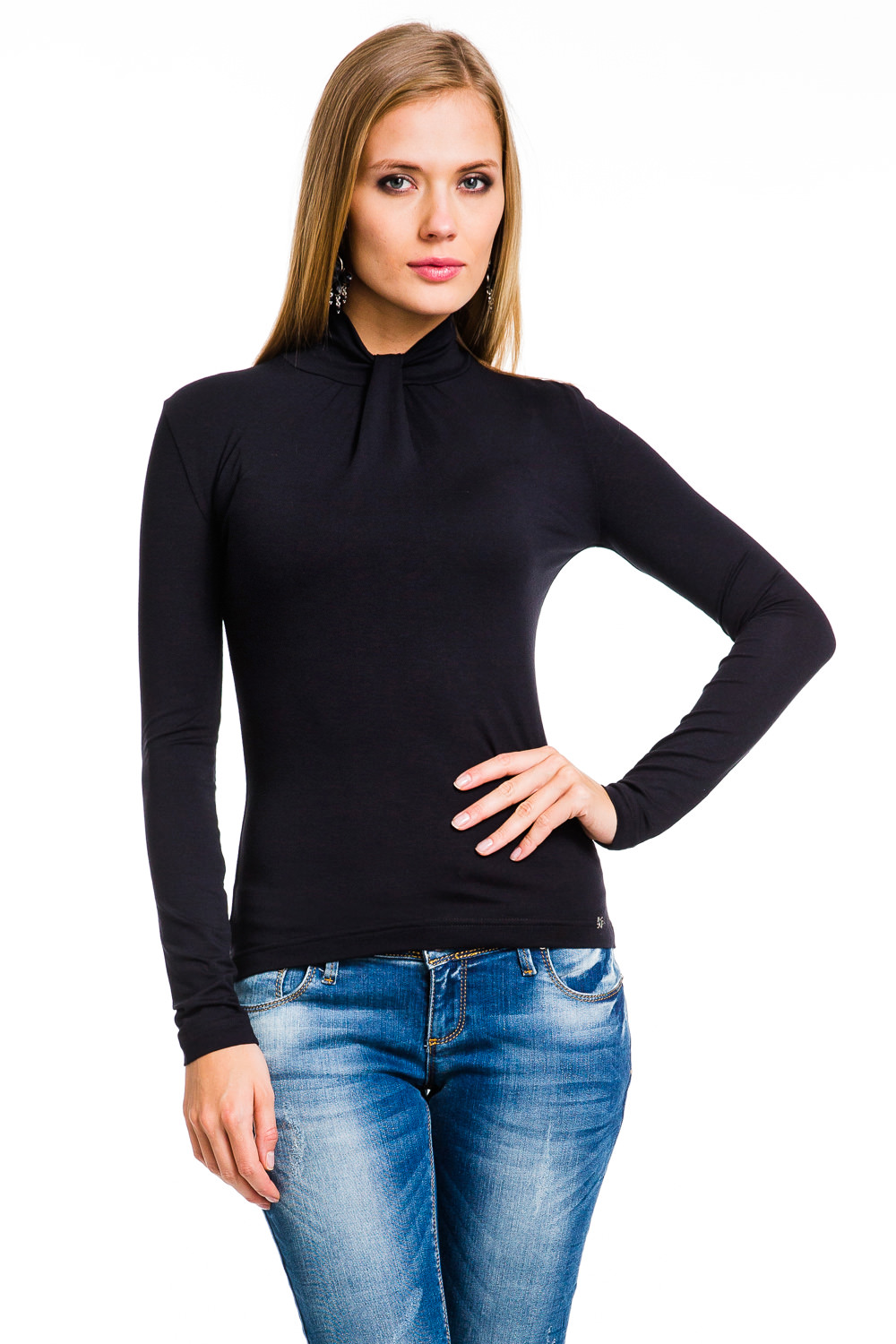 Фото товара 8459, черная женская водолазка