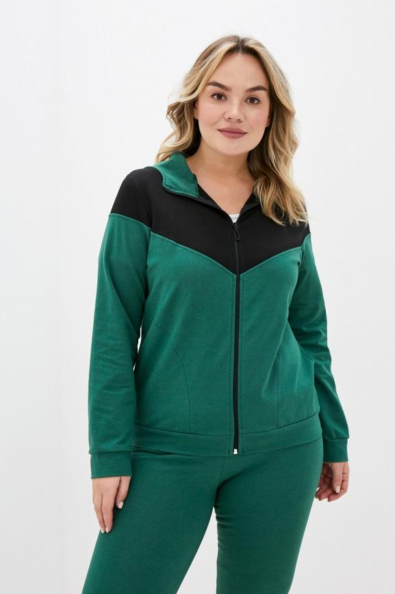 Фото товара 20894, изумрудный костюм: брюки и толстовка на молнии
