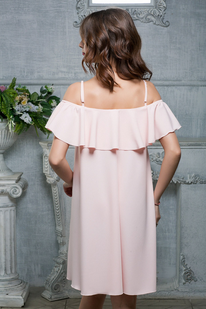 Фото товара 16566, розовое платье с воланом